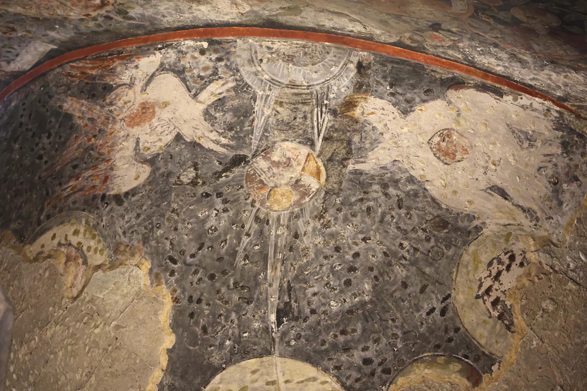 Surviving fragment of the conch painting. 17th century.